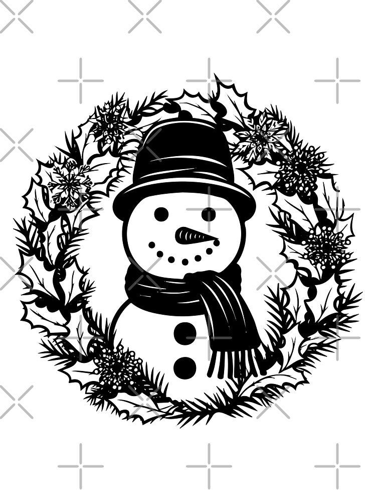Snowman Wreath Holly Christmas Door Decor Holiday Yule by inkoutninja