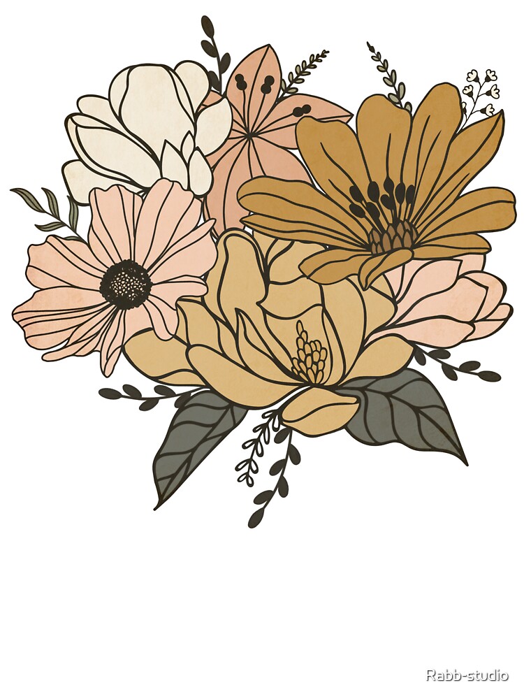Vintage Wildflowers Graphic Tee Shirt for Women | Wild Madder Flower Bouquet | Hiking Outdoor Camping Botanical by Rabb-studio