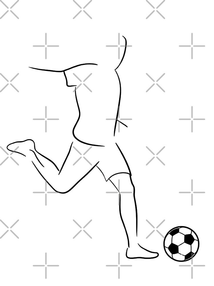 Minimalist Soccer Player Line Art Drawing by Gallery-yuuna