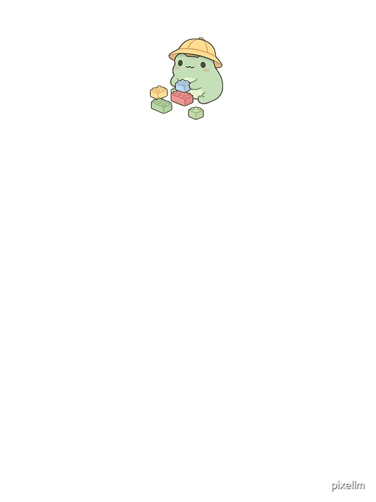 Cute Kawaii Frog playing with Legos by pixellm