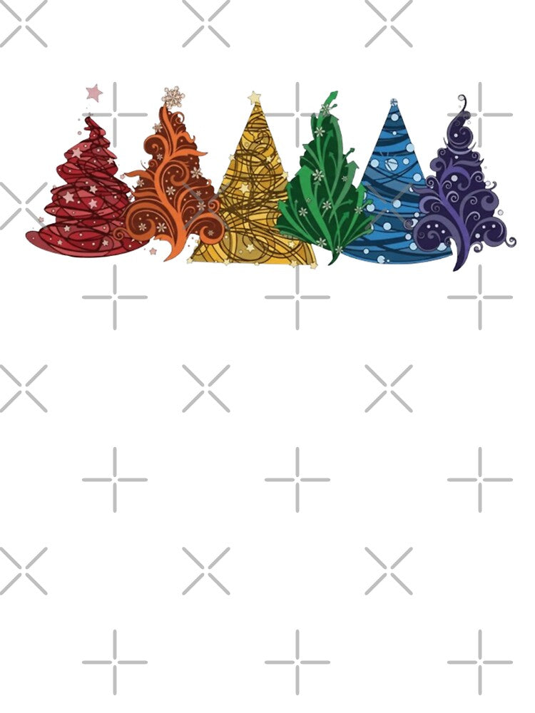 Aesthetic Colorful Abstract Christmas Trees Illustration with Whimsical Swirls and Festive Holiday Charm by QuotinTs