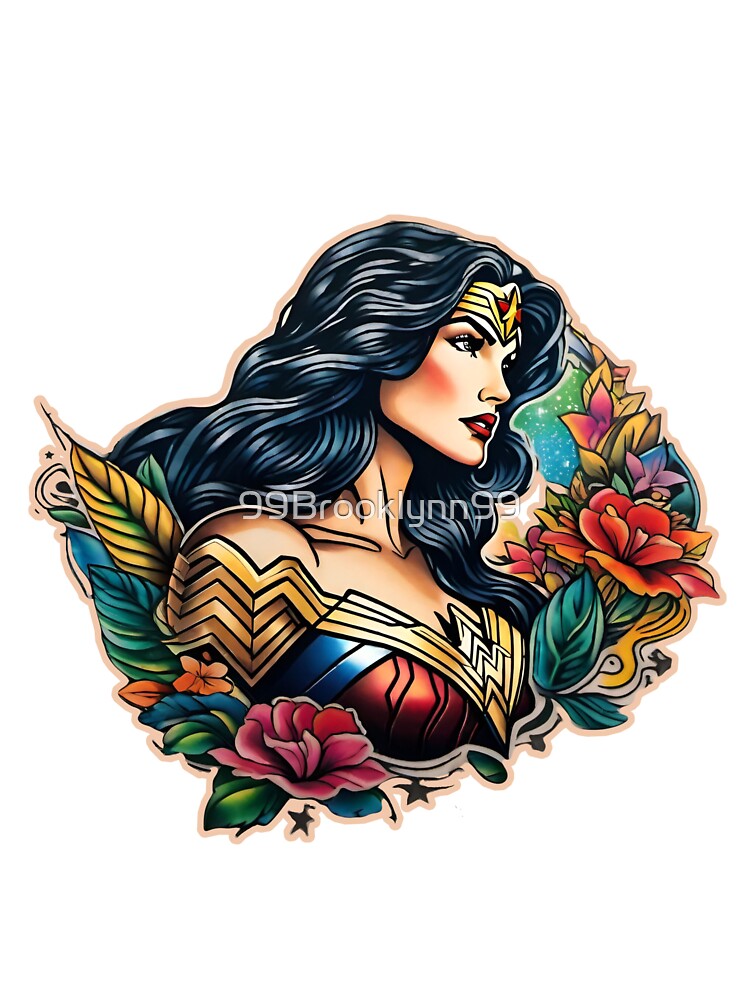 Wonder women floral tattoo art by 99Brooklynn99