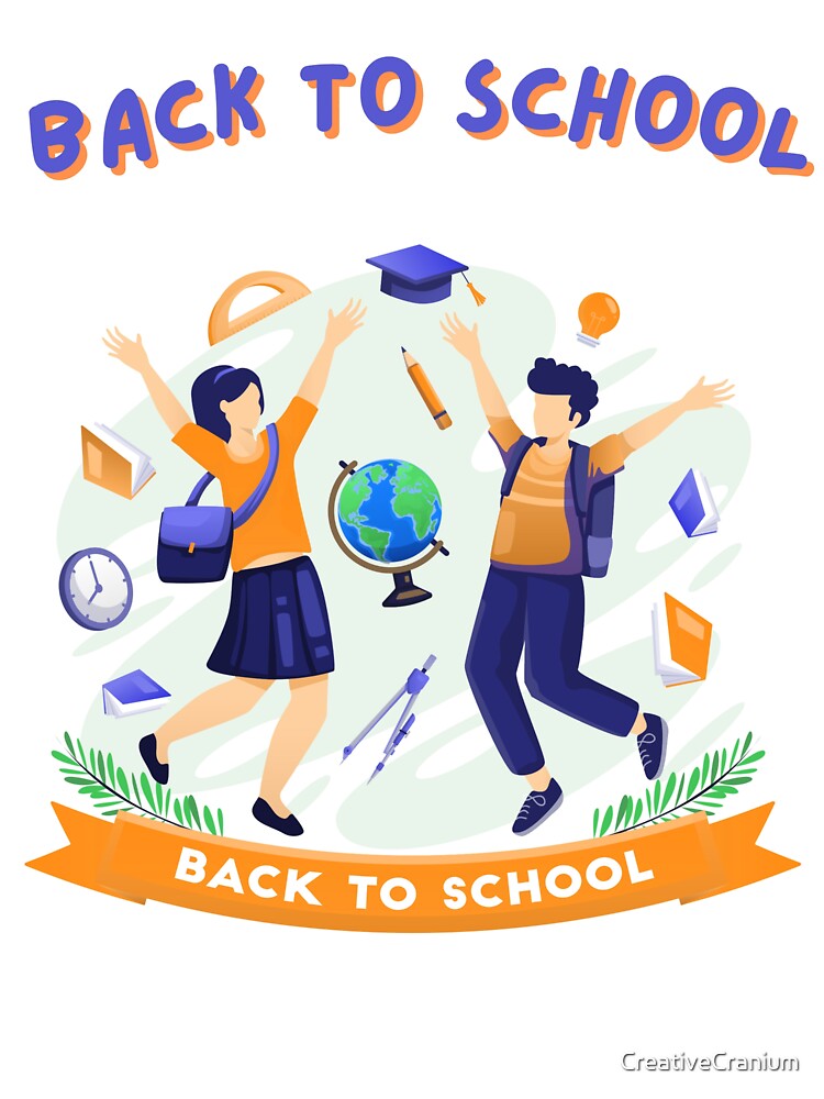 Uplifting Back To School Design Featuring Two Classmates Excited About School by CreativeCranium
