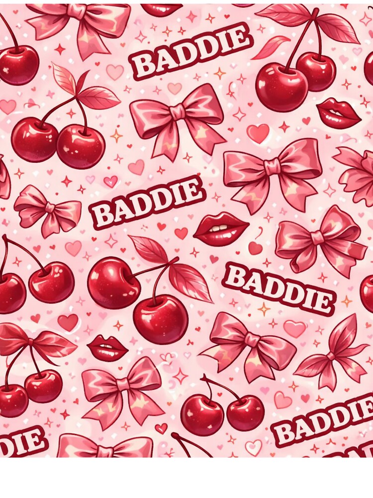 Baddie Cherry Bow Pattern – Coquette Aesthetic Cute Pink Design by Aura.Creative