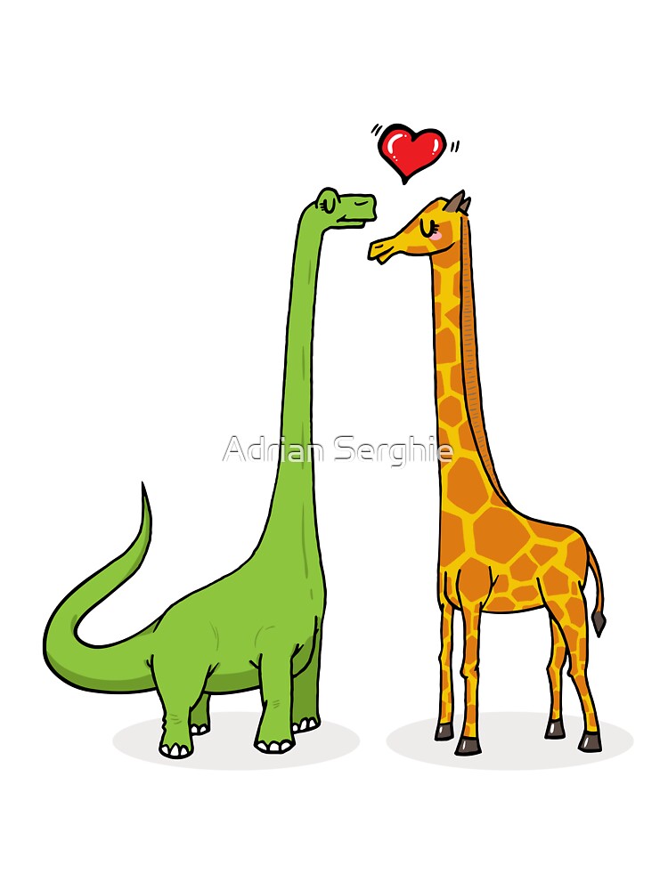 Brontosaur & giraffe in love by Adrian Serghie