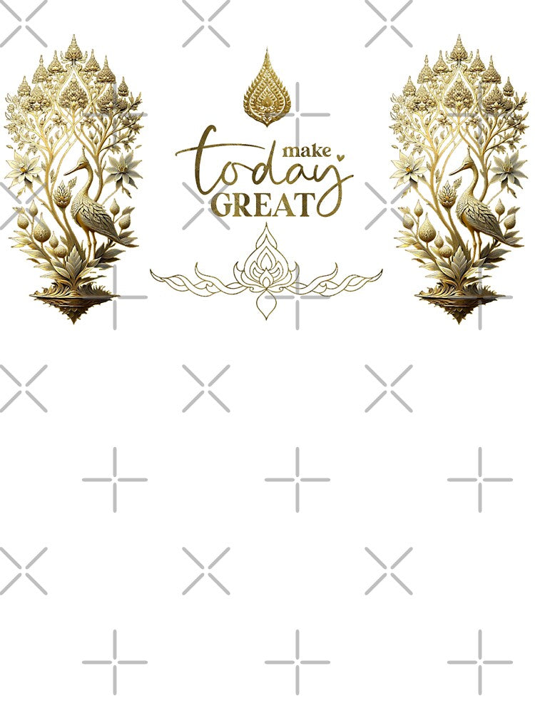 Inspiration Quotes "Make Today Great", Tree and crane Traditional Thai Patterns by sutja