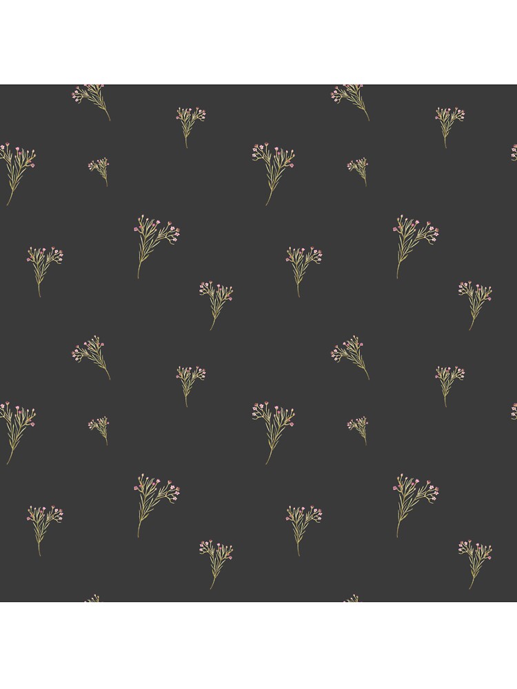 Branch pink flower floral pattern watercolor grey by Yana Mustafina | Boho Soulful Designs