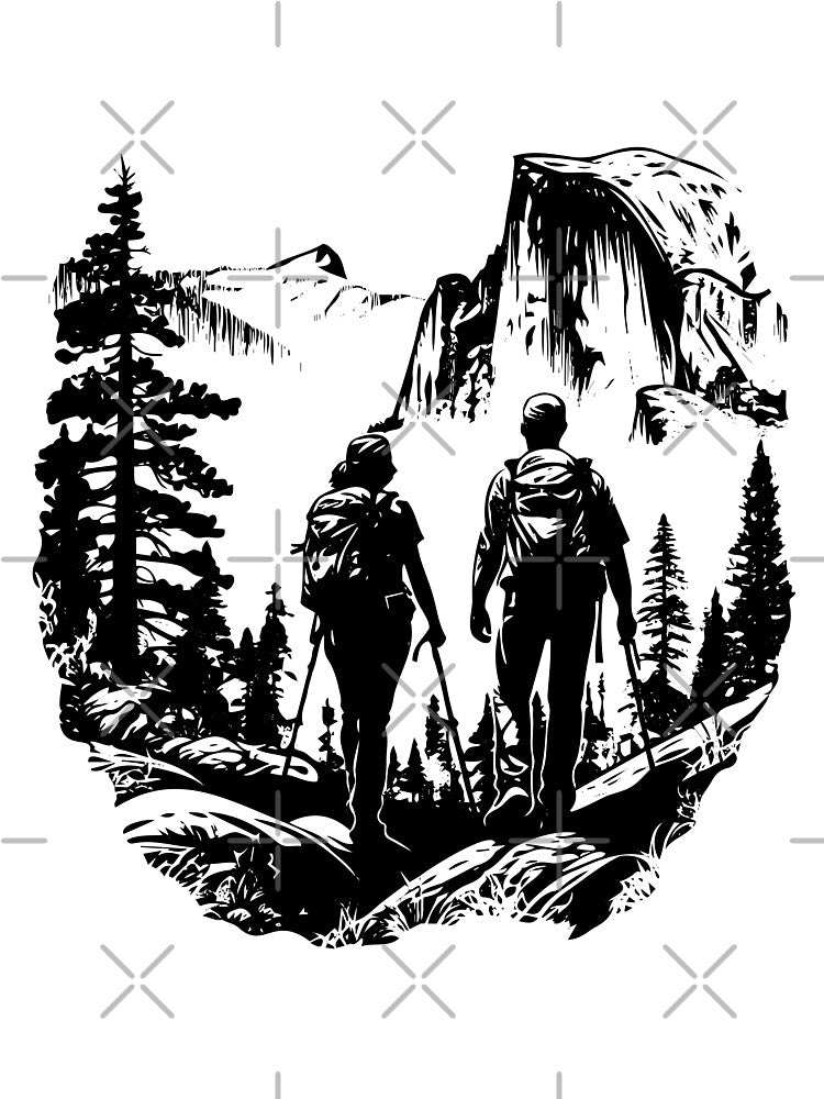 Yosemite Half Dome Couple Pair Trail Hike Rock Mountain by inkoutninja