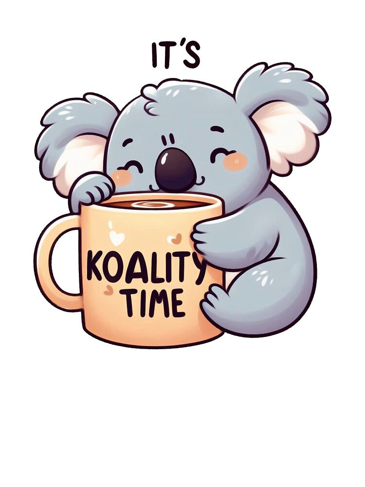 Koality Time Kawaii Koala Coffee Mug Illustration – Cute Funny Animal Design for Stickers, Shirts and Gifts by SketchOnScreen