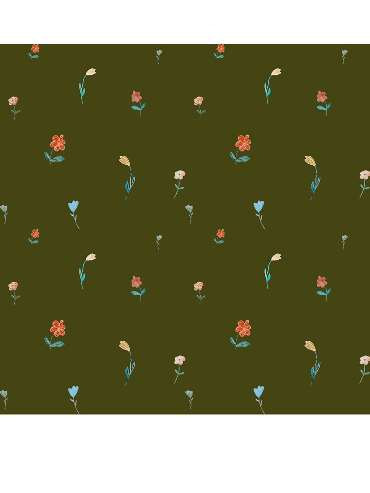 Flowers sketch flora seamless pattern a watercolor green by Yana Mustafina | Boho Soulful Designs