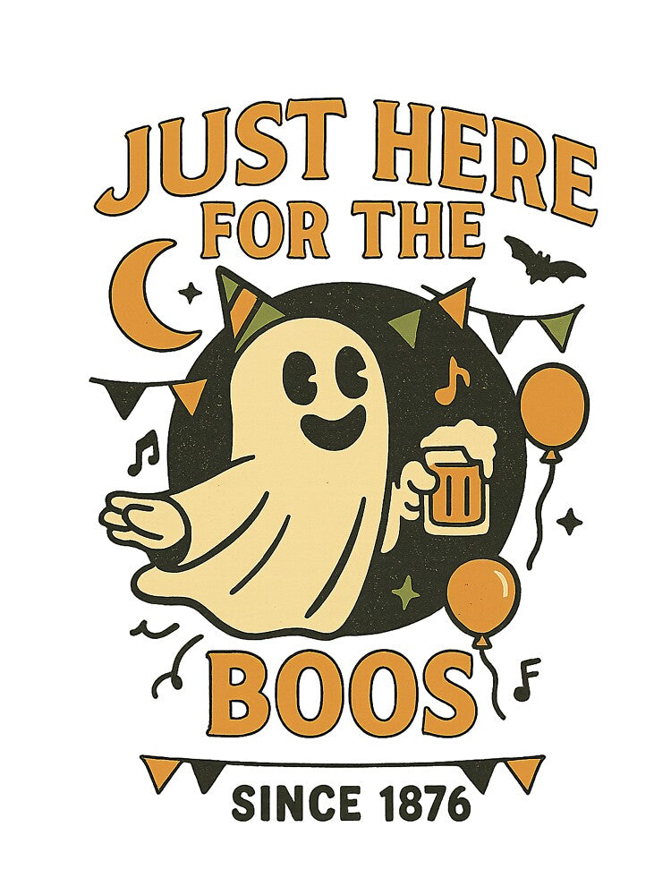 Just Here for the Boos – Funny Retro Halloween Ghost Graphic for T-Shirts, Stickers & Party Decor by HAFIZ-DP