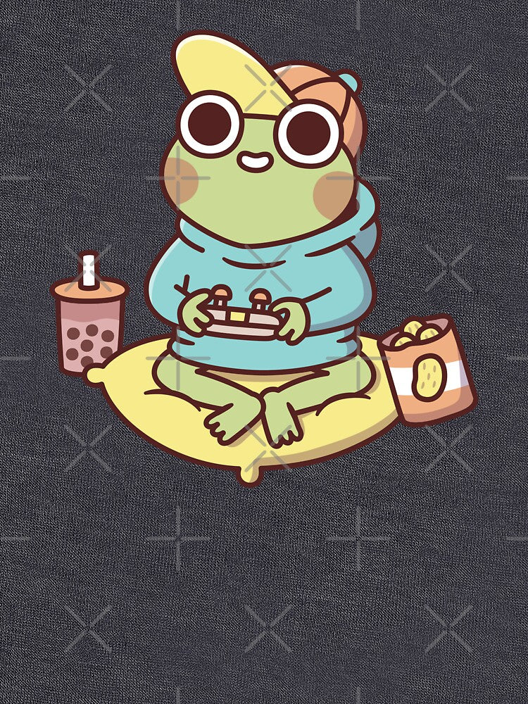 Cute Frog In Hoodie Playing Video Games by rustydoodle