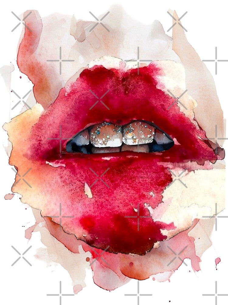 Glitter Lips Pop Art – Bold Sparkly Lip Artwork for Wall Decor, Stickers, Tees & More – Glam Statement in Red, Pink & Gold by MsMetalROk