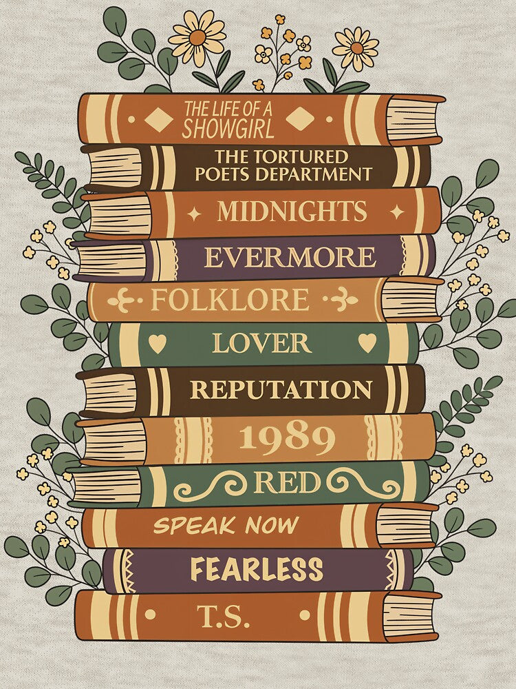 Pop Music Eras as Books Floral Aesthetic – Vintage Literature Classic T-Shirt by FishandFolie