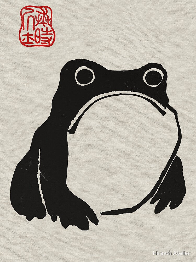 Matsumoto Hoji woodblock print Grumpy frog toad by Hiraeth Atelier