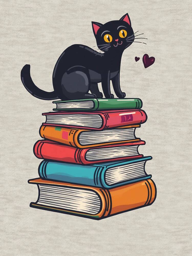 Cat on Colorful Books Stack by aminomen