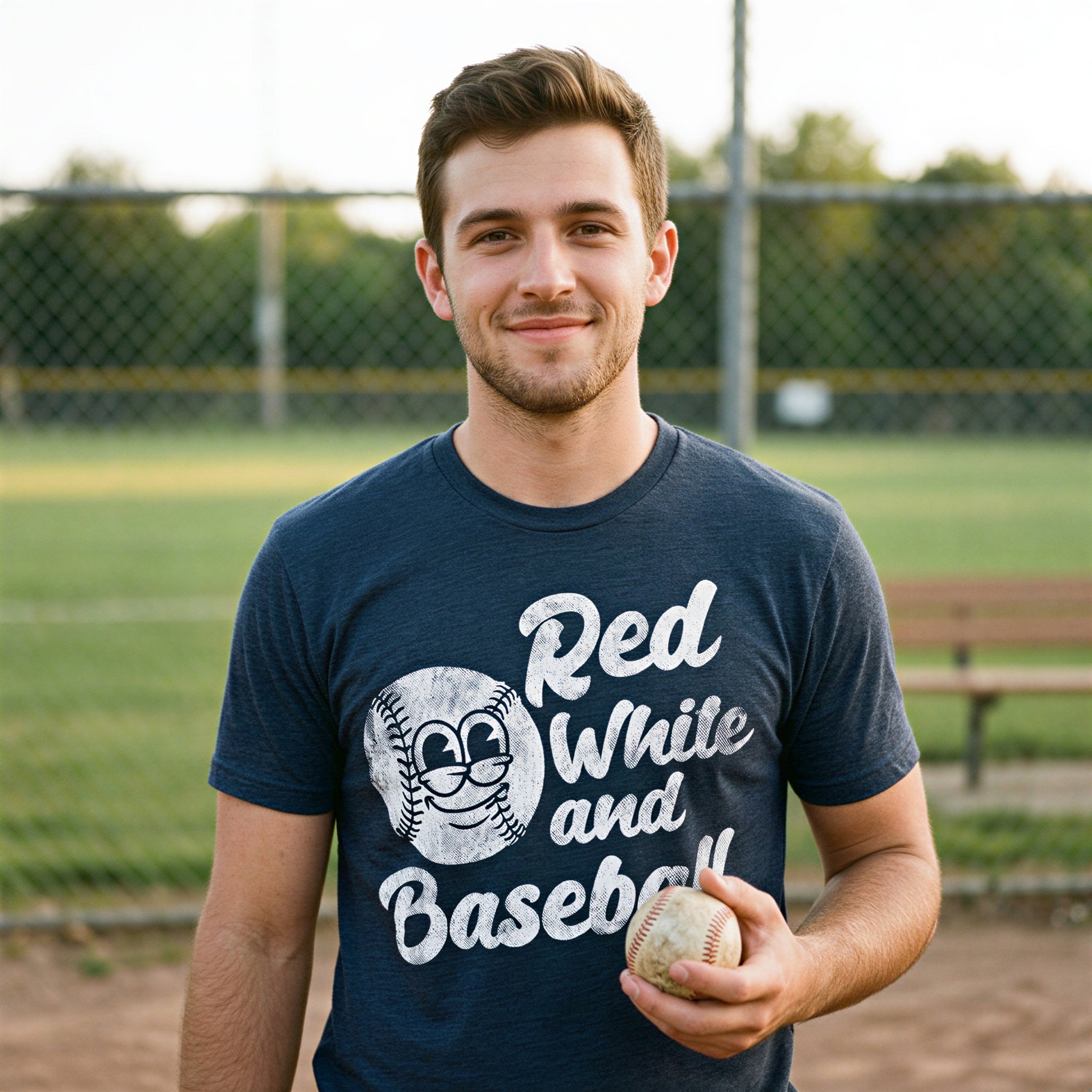 Red White And Baseball Men's T Shirt