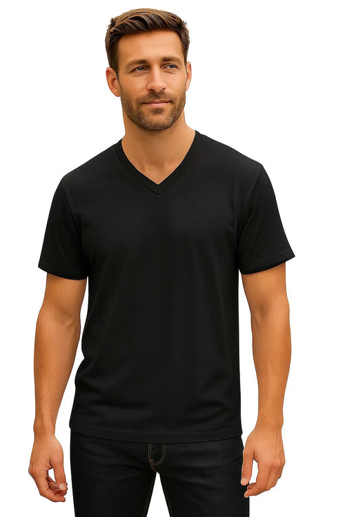 A1 Men's Black V-Neck T-Shirts| Black |multipack  | Soft Cotton | Size X- Large