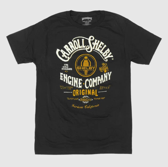 Premium Black Carroll Shelby Cobra Engine Company T-Shirt by Wicked Quick