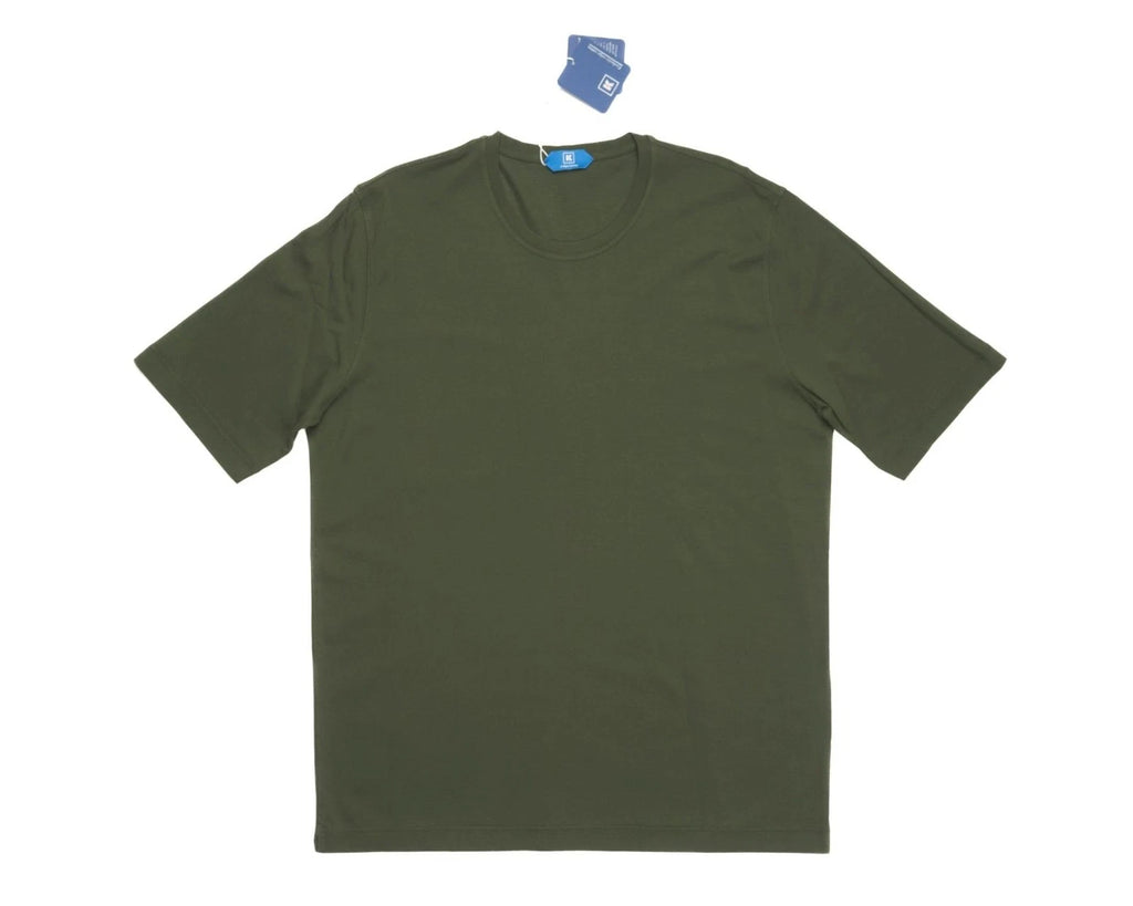 Kired by Kiton $295 NWT Crepe Cotton Short Sleeve Green Slim T-Shirt M (50 IT)