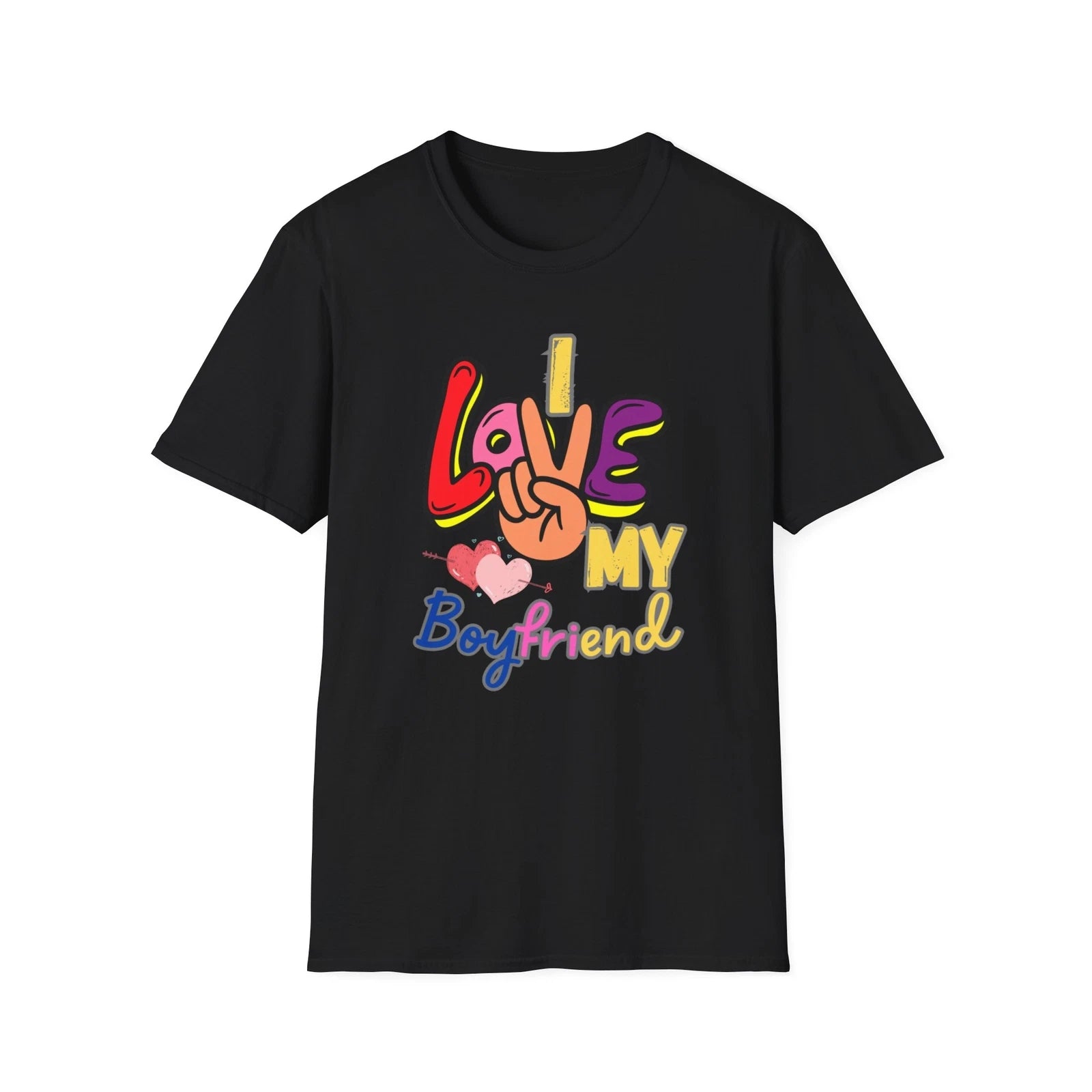 Colorful I Love My Boyfriend Love Message Shirt, Couple Valentine's Day Tee Gift