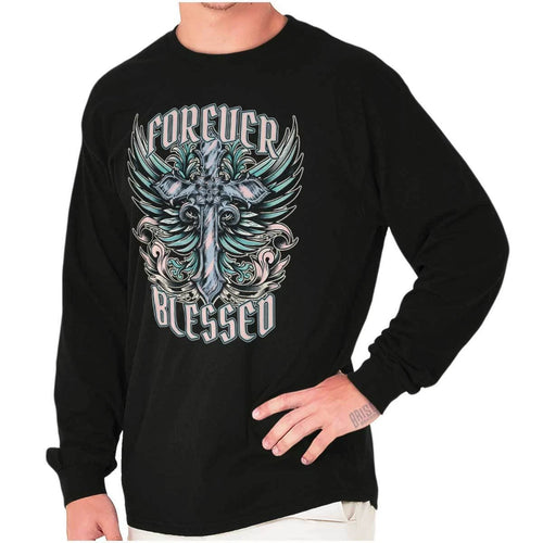 Affliction Forever Blessed Cross With Wings Long Sleeve Tshirt for Men or Women