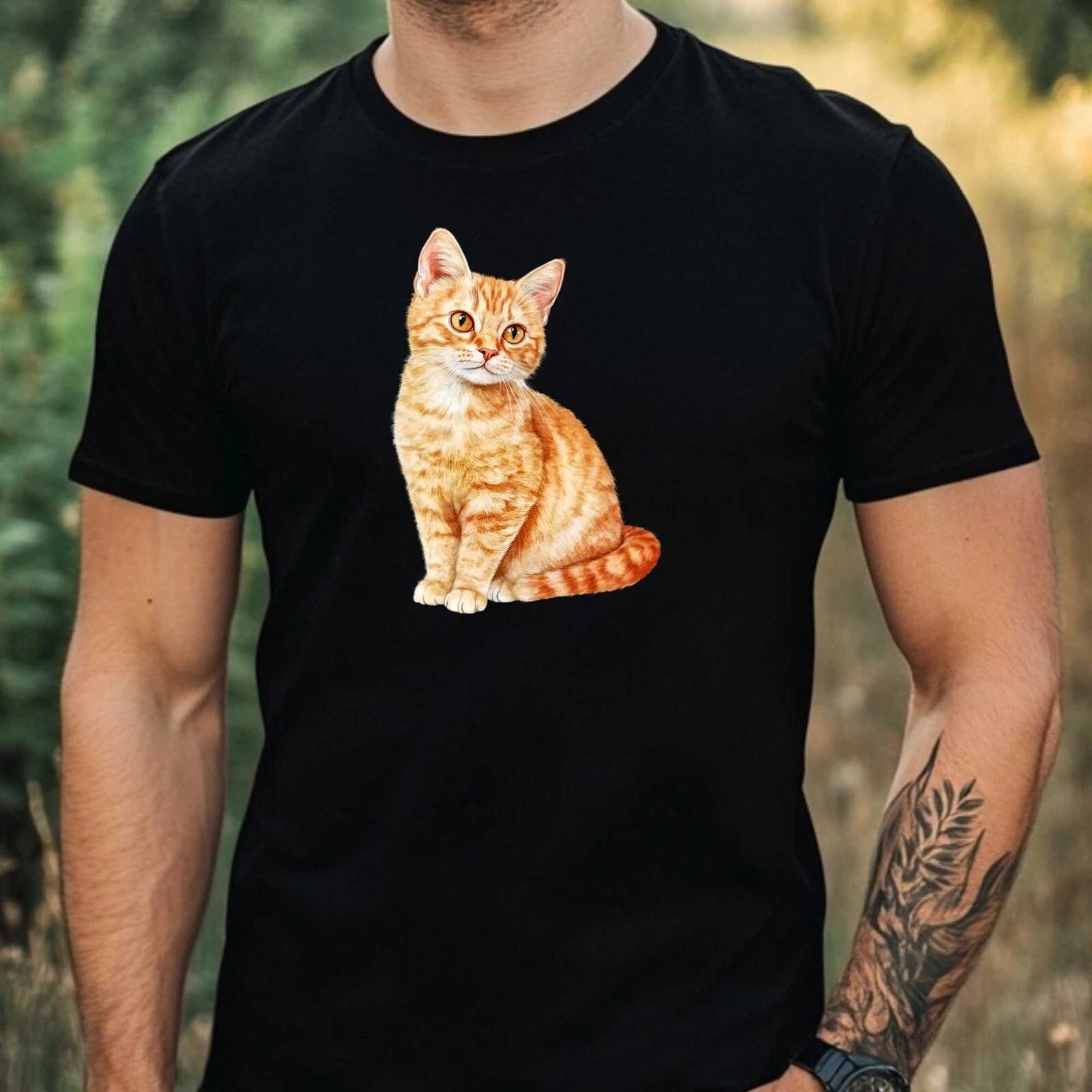 Mens Watercolour Cat Breed Motif Cotton T-Shirt Size XS to 5XL