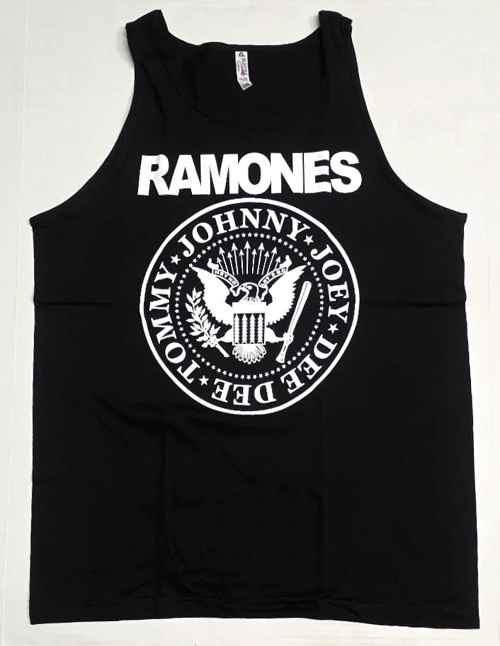 RAMONES Tank Top T-shirt Punk Rock Vest 100% Cotton Men's LARGE Black New