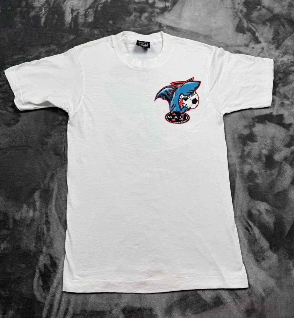VTG Maui And Sons Men's Sz S T-Shirt Shark Bowl Soccer Ball Graphic 90’s Surf