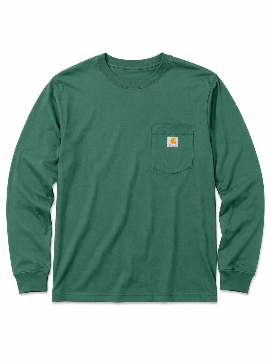Carhartt Pocket Long Sleeve T-Shirt Green Loose Fit womans XS Workwear Logo Tee