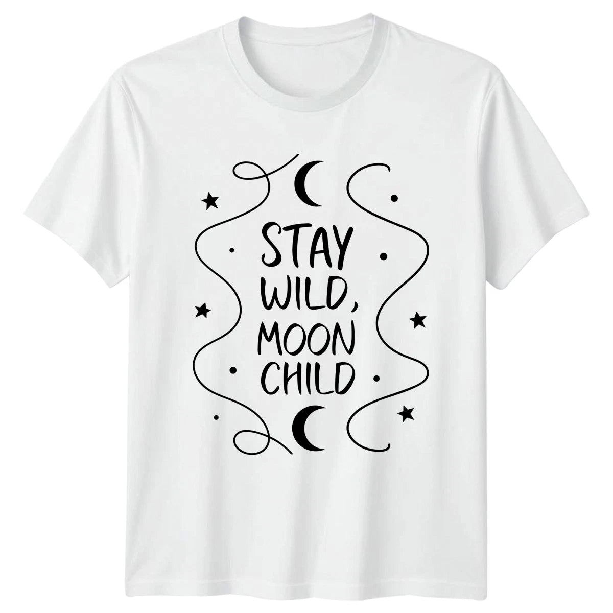 Stay Wild Moon Child Womens T-Shirt Boho Astrology Gift For Her