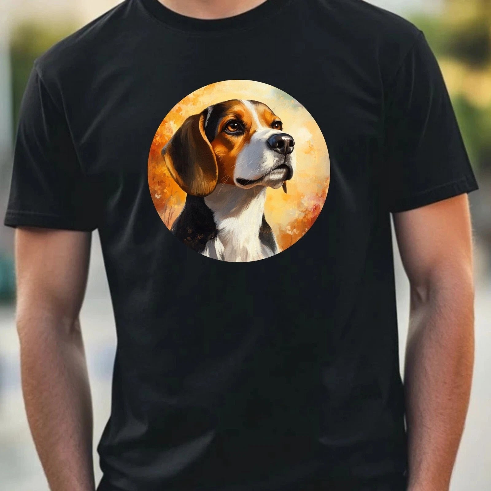 Mens Beagle Dog Portrait Motif Cotton T-Shirt Size XS to 5XL