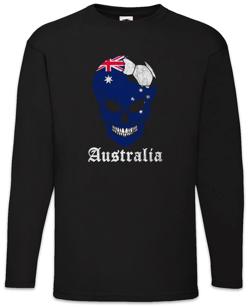 Australia Football Skull I Men Long Sleeve T-Shirt australian Soccer Flag