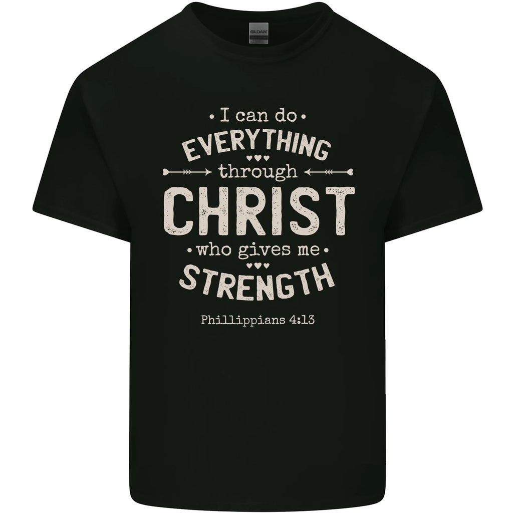 Christ Gives Me Strength Christian Jesus God Mens Cotton T-Shirt Tee Top