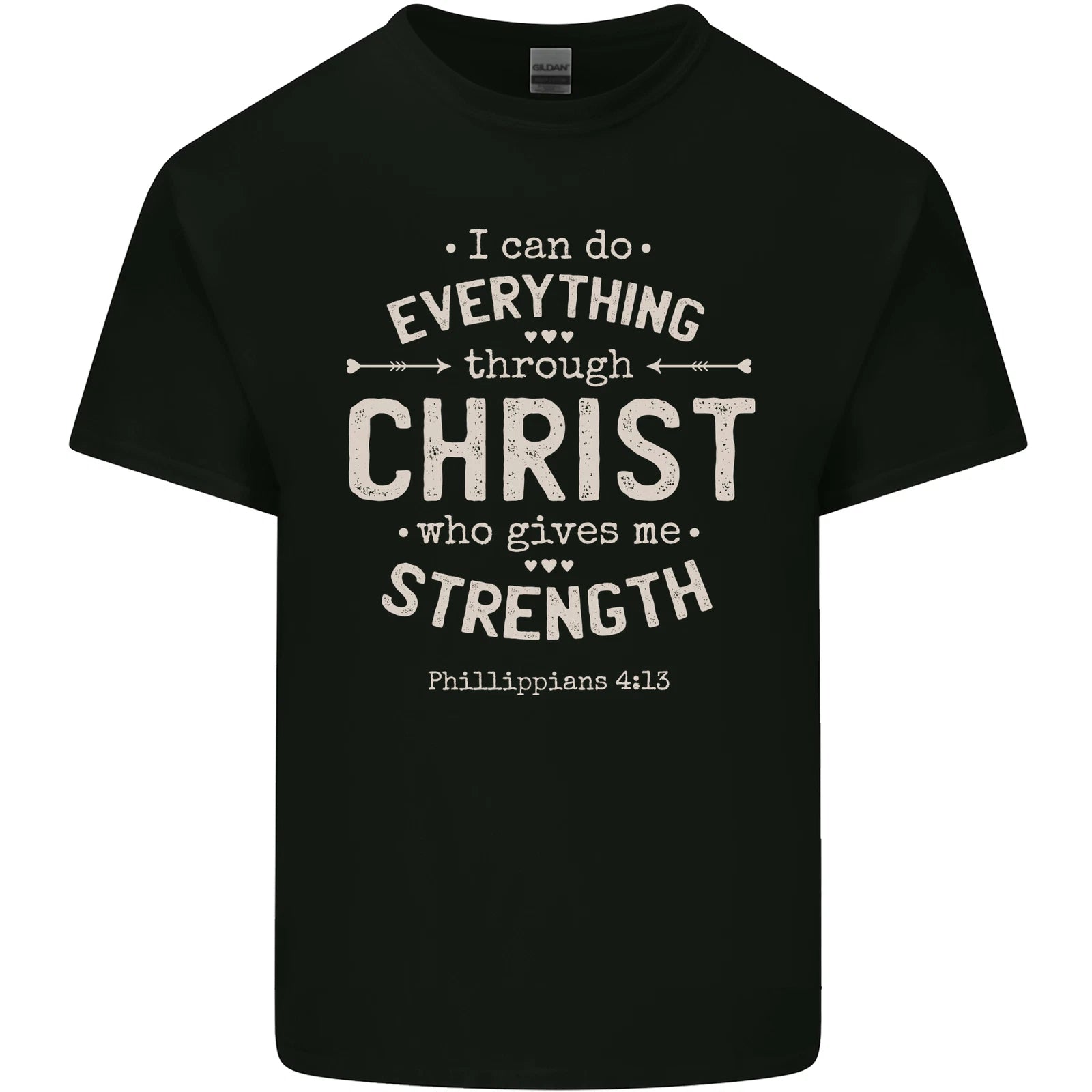 Christ Gives Me Strength Christian Jesus God Mens Cotton T-Shirt Tee Top