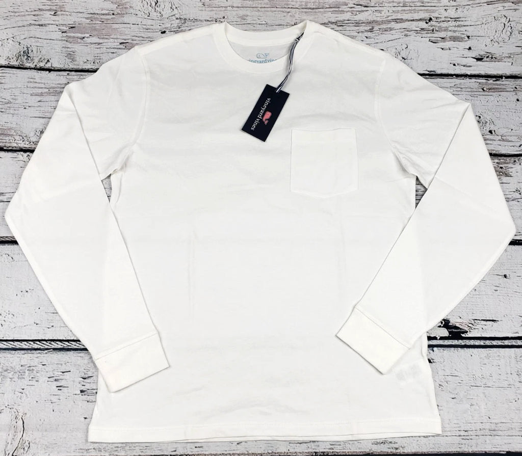 Vineyard Vines Men's Long Sleeve Pocket T-Shirt  White Size Medium (M) - NEW