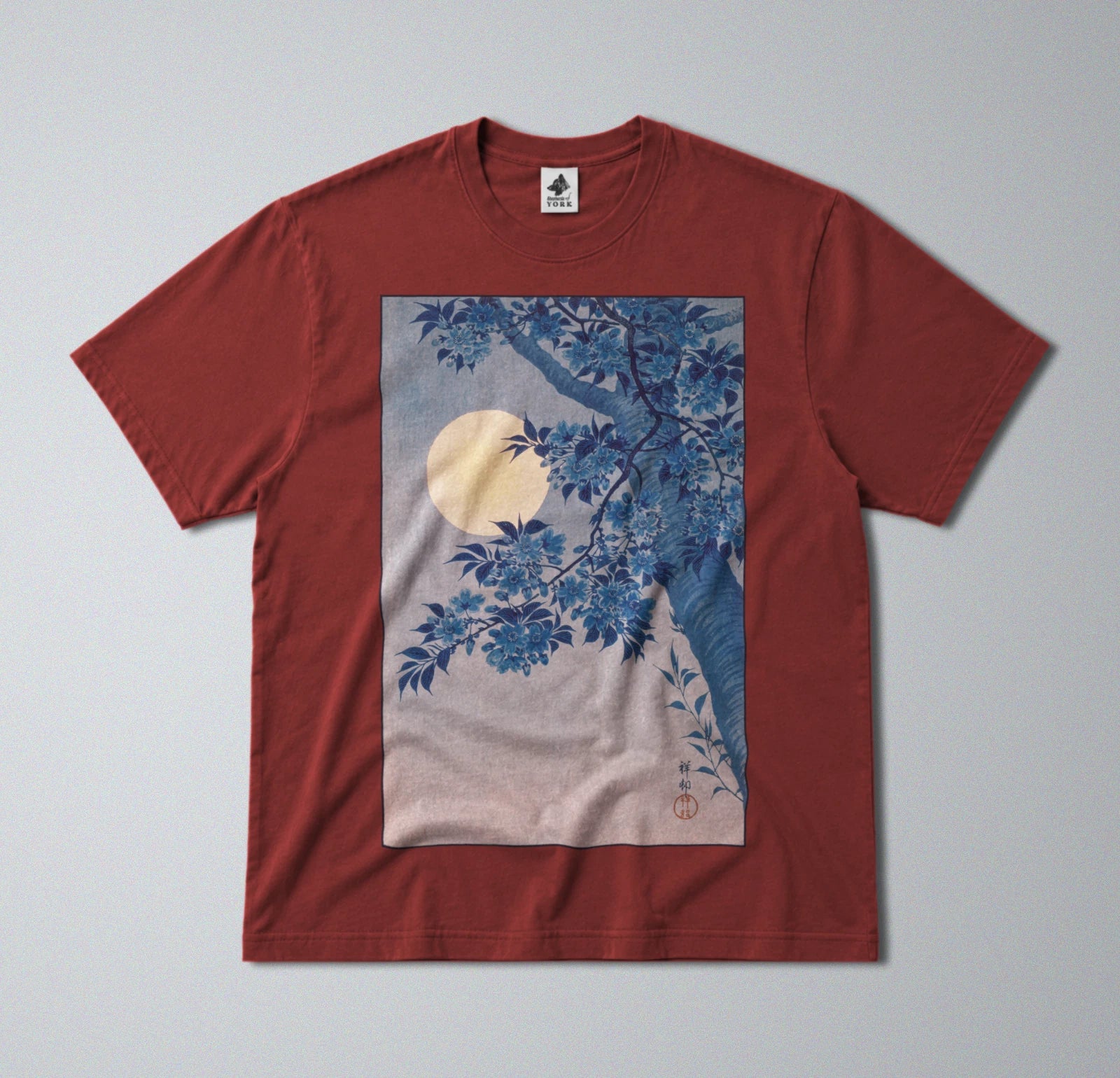 100% Cotton Tee - Regular Fit - Unisex - Blossoming Cherry -  Moonlit Night
