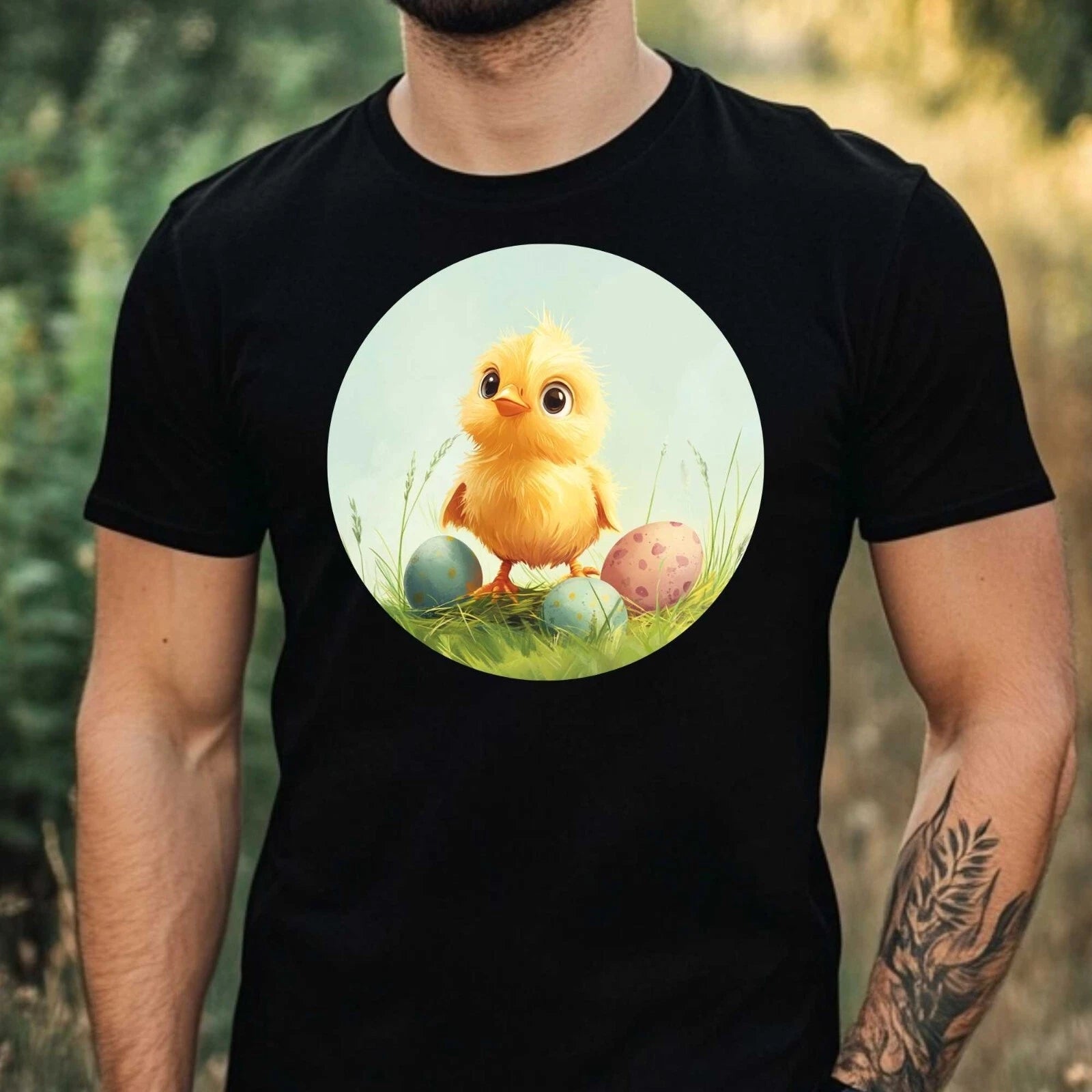 Mens Funny Easter Chick Print Cotton T-Shirt Size XS to 5XL