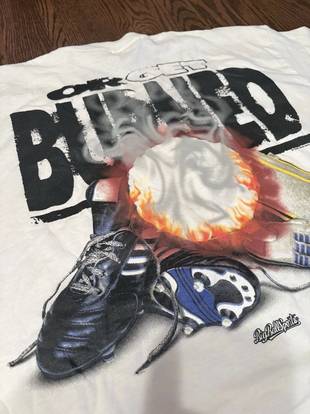 Vintage Big Ball Sports Shirt Mens L Soccer Graphic 90s “Be Ready Or Get Burned”