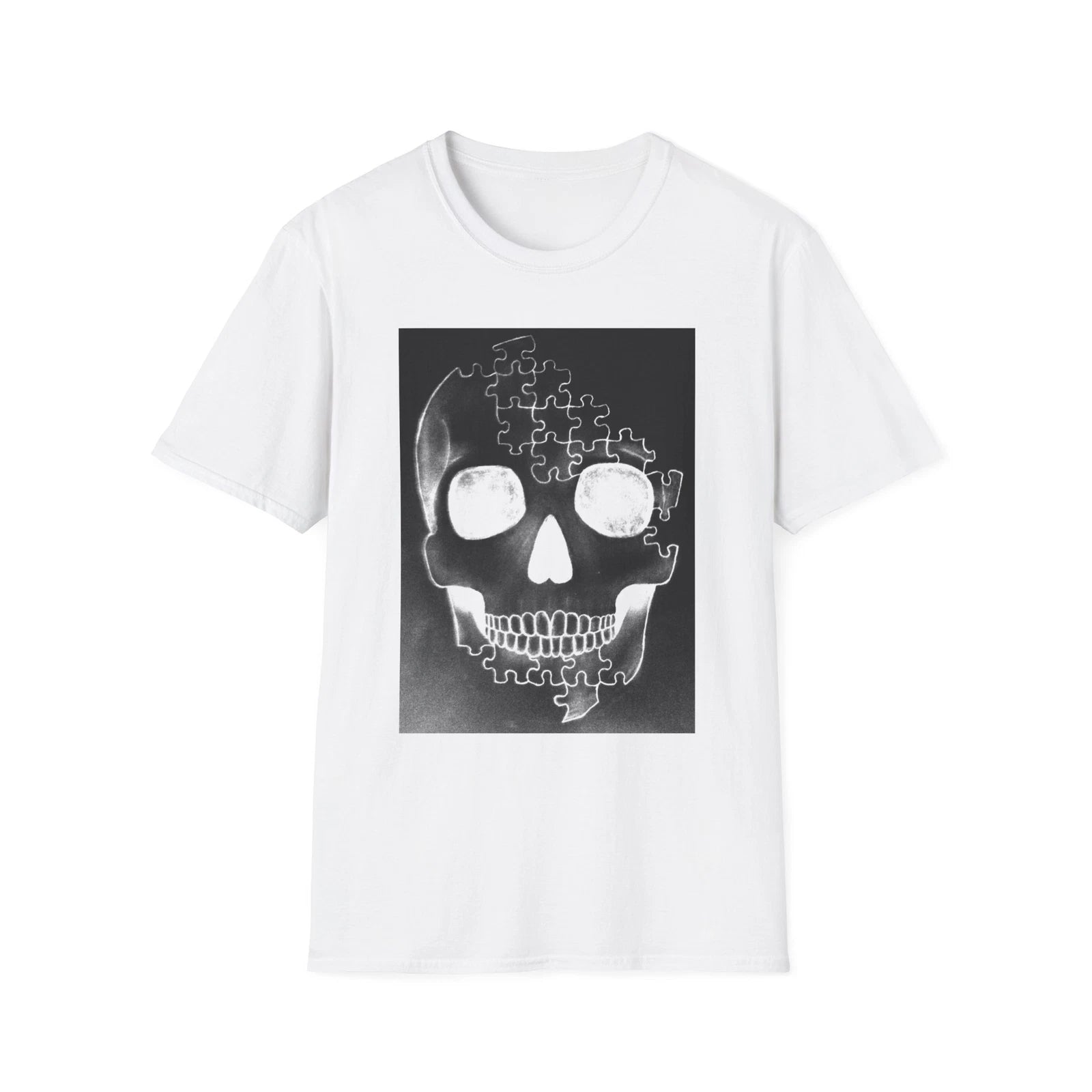 "Puzzled"  T-Shirt, Unisex Softstyle Tee, Grunge Fashion, Halloween Top,