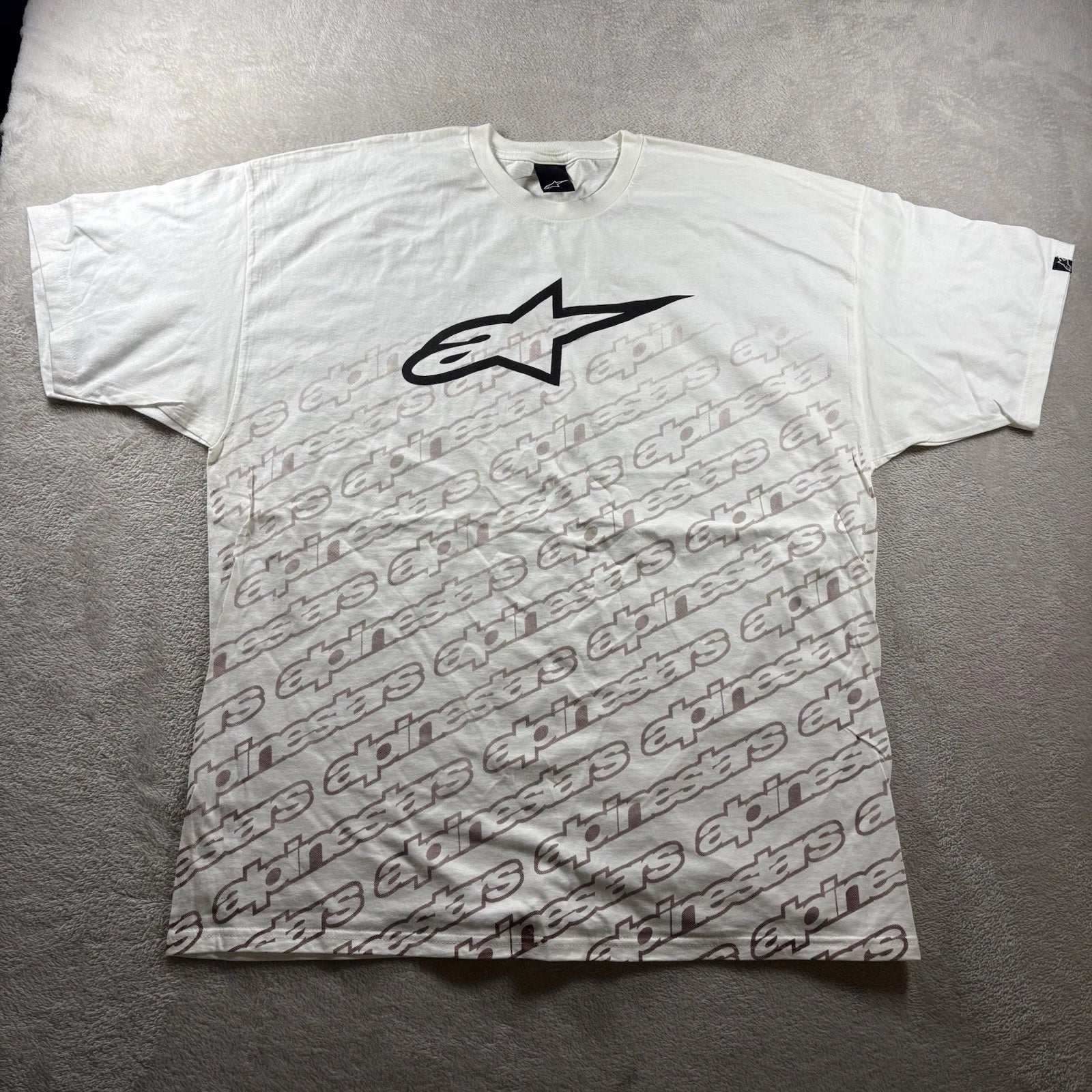Vintage Y2K AlpineStars Men’s 2XL White T Shirt Grunge Motorcross NEW 2000s AOP