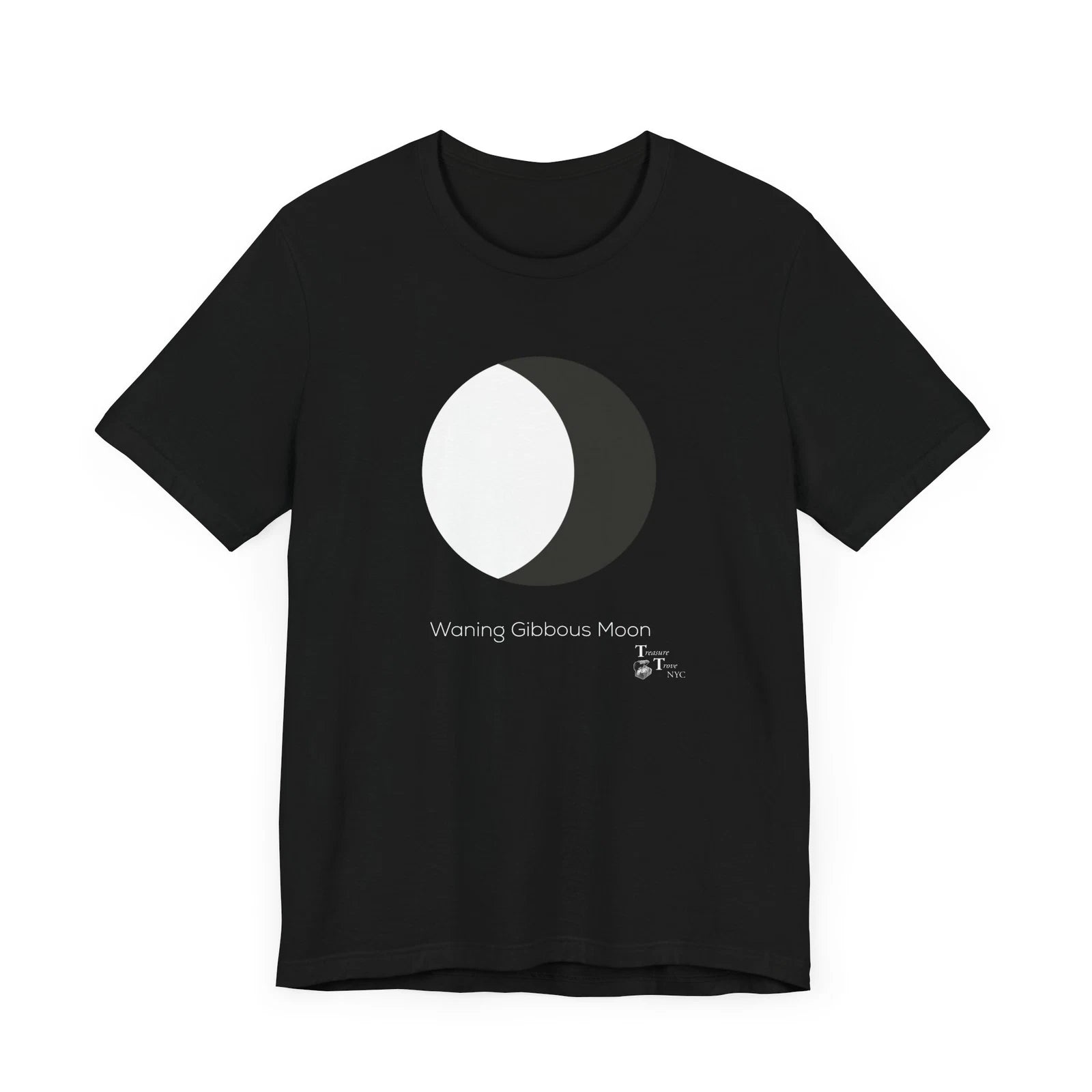 Minimalist Geometric Waning Gibbous Moon For Black T-shirt Design