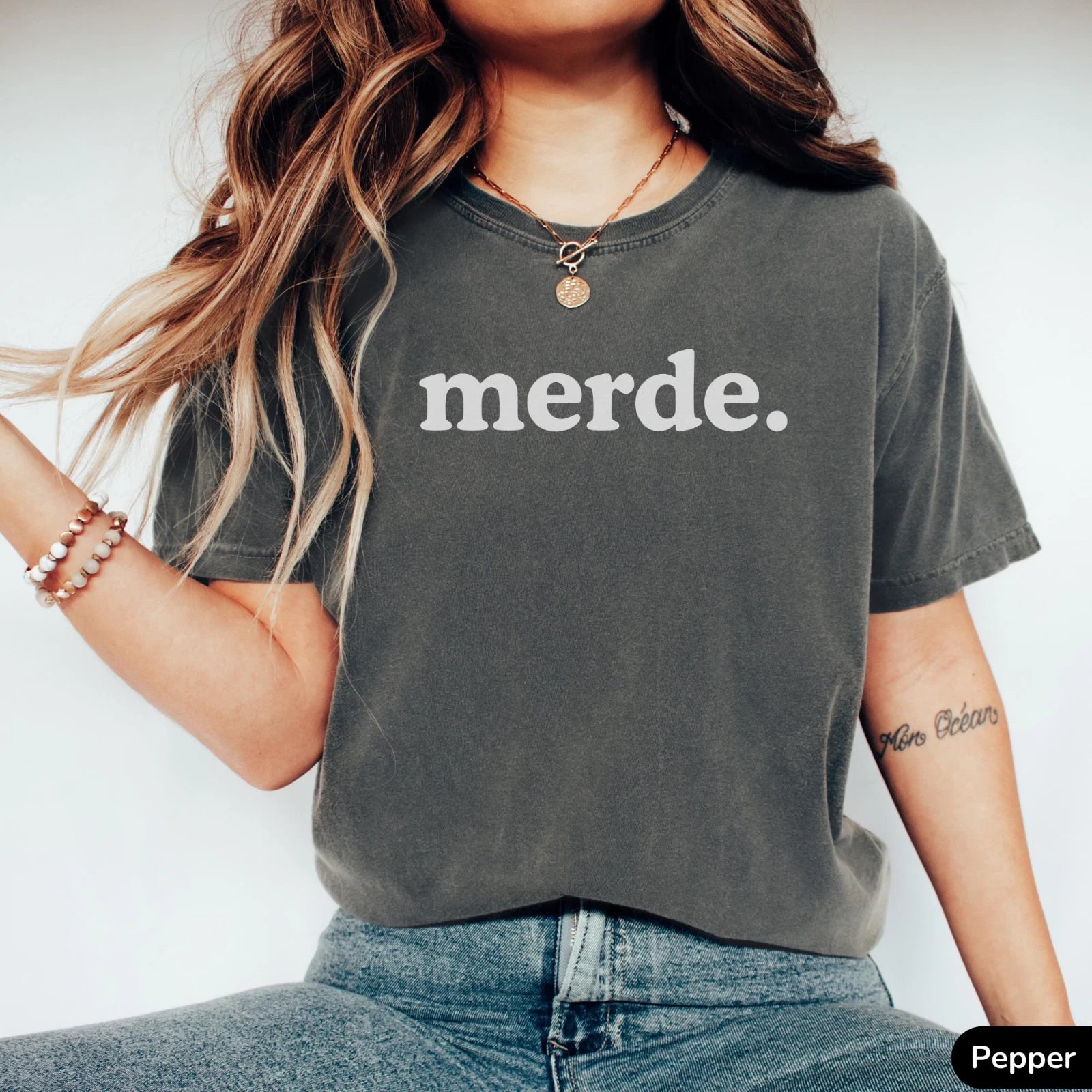 Merde Shirt Funny French Teacher Gift Unisex TShirt Retro Minimalist Meme Tee