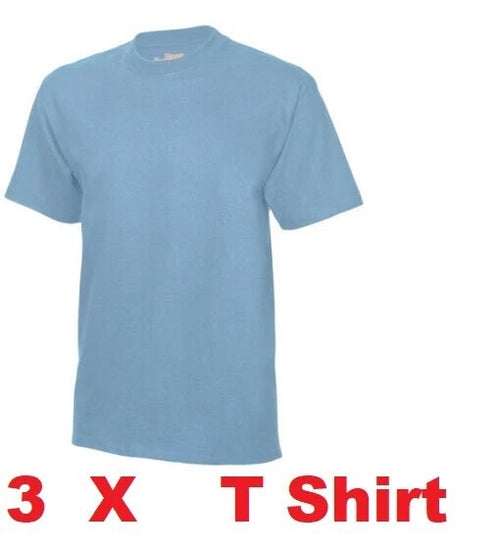 3 X Hanes USA Men's Plain Cotton Heavy weight Tee T-Shirt Size XL Blue