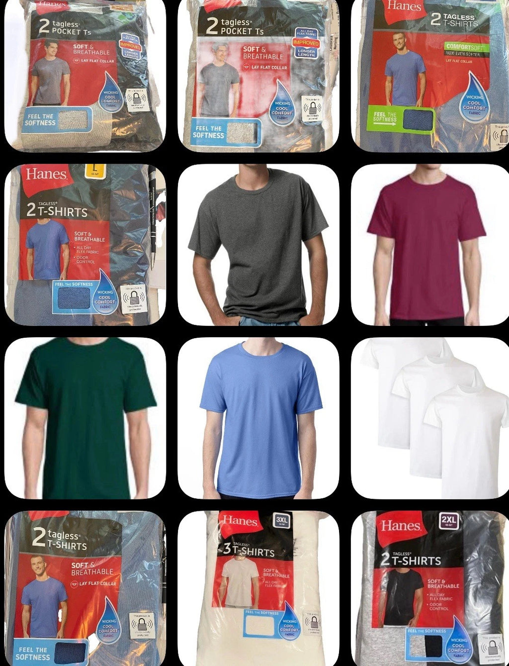 Hanes Men's T-shirt 2 Or 3 pack In various colors available, new