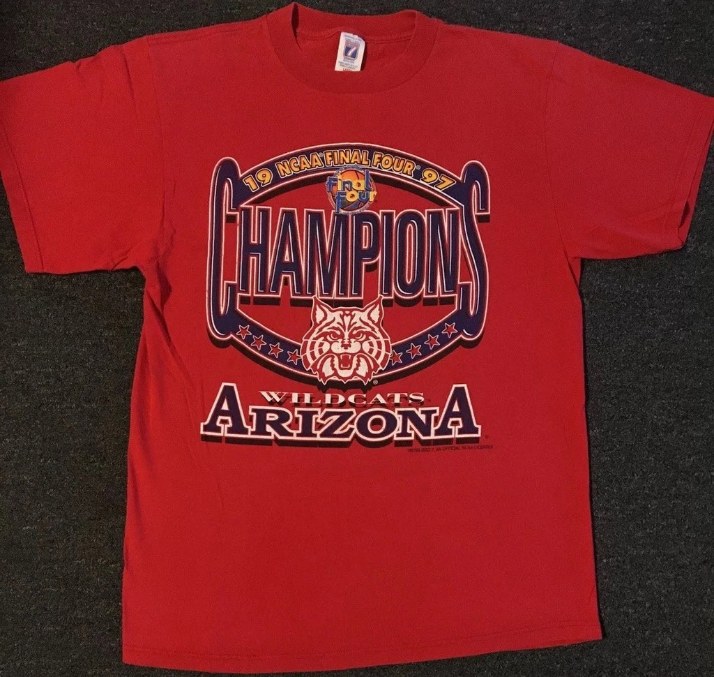 Vtg 90s Arizona Wildcats Faded Final Four Champion Shirt L College Track Grunge