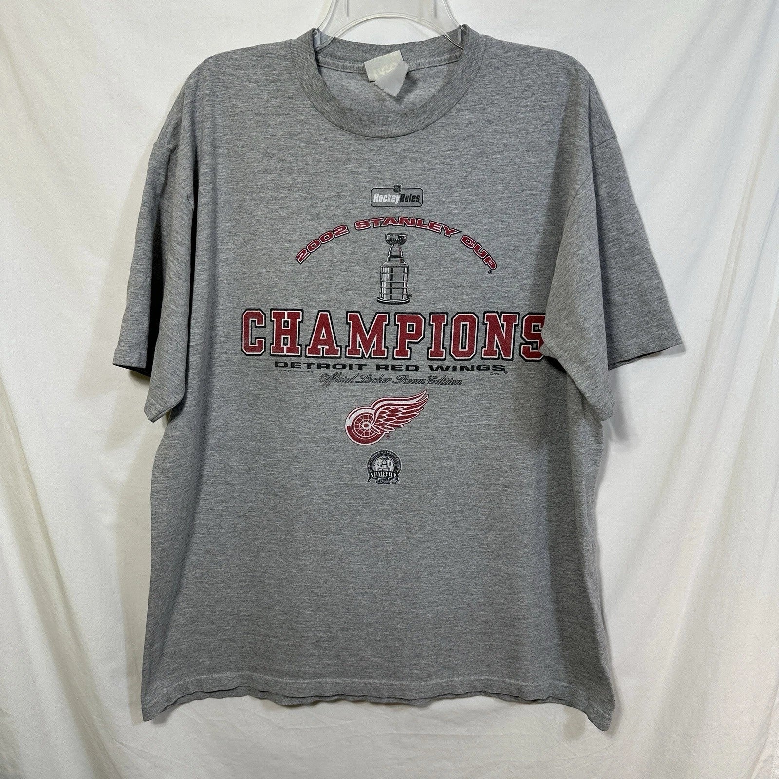 Vintage Detroit Red Wings NHL Hockey Stanley Cup Champions 2002 T-Shirt XL Tee