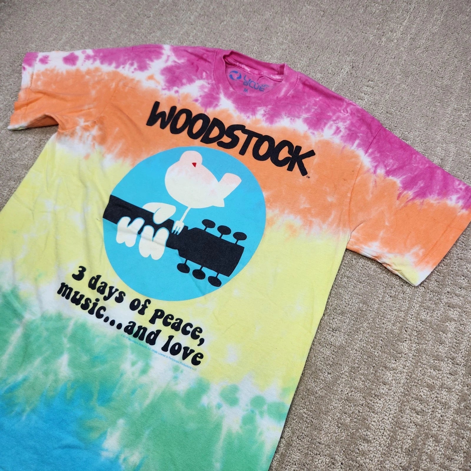 Liquid Blue Woodstock Shirt Adult Medium Tie Dye Multicolor Music Festival