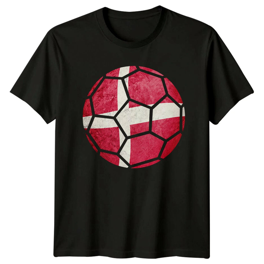 Denmark Flag Soccer Ball Sports Mens T-Shirt Womens Tee Graphic Unisex Tee