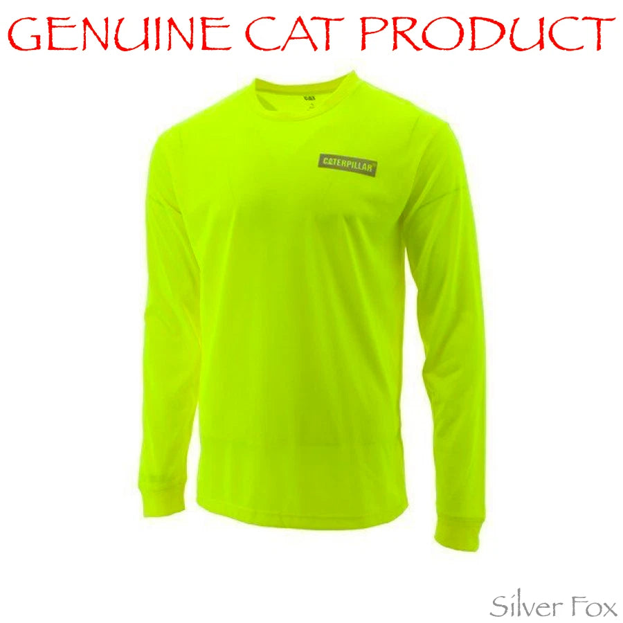 CAT CATERPILLAR TRITON BLOCK ICON YELLOW HI VIS HI VIZ LONG SLEEVE TEE T SHIRT